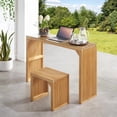thumbnail image 4 of 2025Pine Dining Bench and Table, Indoor Wood Bench for Entryway,Living Room,Kitchen and Bedroom Table and Bench Set (Nature, Bench & Table) Small Tempered glass included, 4 of 13