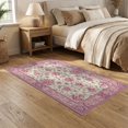 thumbnail image 2 of ODIKA Pink Vintage Damask Trellis Ornate Climbing Motif Distressed for Guest Room, Lounge, Apartment, Non-Slip Low Profile, 2 of 7