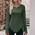 thumbnail image 5 of ShomPort Sweaters for Women Causal Scoop Neck Long Sleeve Ribbed Tops Split Hem Fall Ladies Blouses (Army Green 3), 5 of 5