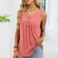 thumbnail image 6 of Sleeveless Pajama Tops for Women,35% Cotton Crew Neck Tank Button Up Slim Fit Ruched Summer Tunic Camisoles Sleepwear, 6 of 9