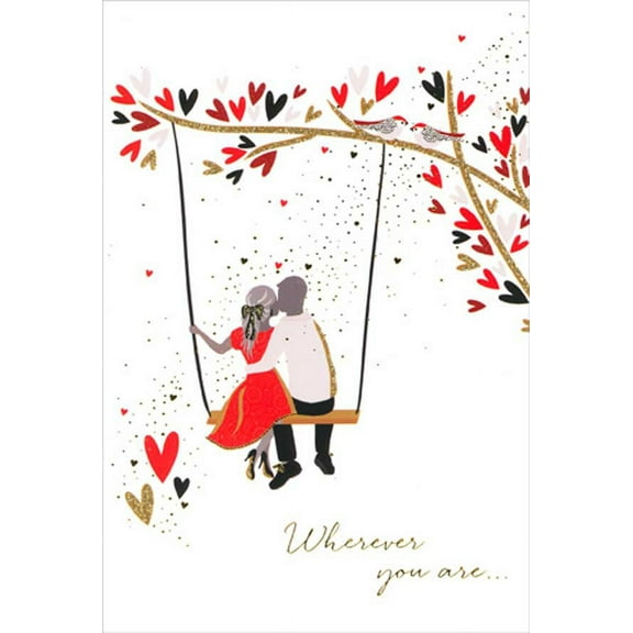 Pictura Couple on Tree Swing : Wherever You Are Romantic Valentine's Day Card to the One I Love