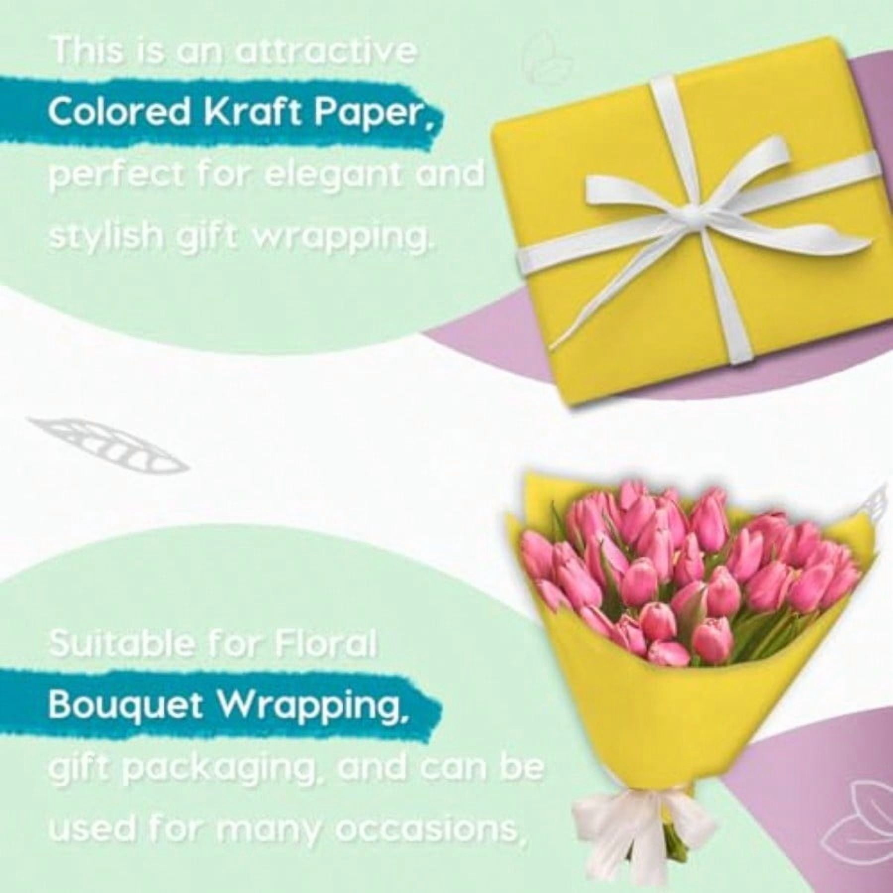 PerkHomy Lemon Yellow Kraft Paper Roll 36 x 1800 150' for Gift Wrapping Bouquet Flower Art Painting Craft Writing Packaging Shipping 80GSM 55LB (Lemon Yellow 36 x 150')