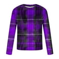thumbnail image 3 of KeShDi Flannel Shirt for Men Fashion Casual Printing Round Neck Long Sleeve Pullover Printed Print Blouse Purple M, 3 of 4