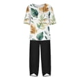 thumbnail image 4 of Nrmvnmi Women's Summer 2 Piece Outfits Casual Floral Prints Short Sleeve Pajama Tops Wide Leg Pants Lounge Sets Tracksuits Mothers Day Gifts, 4 of 5