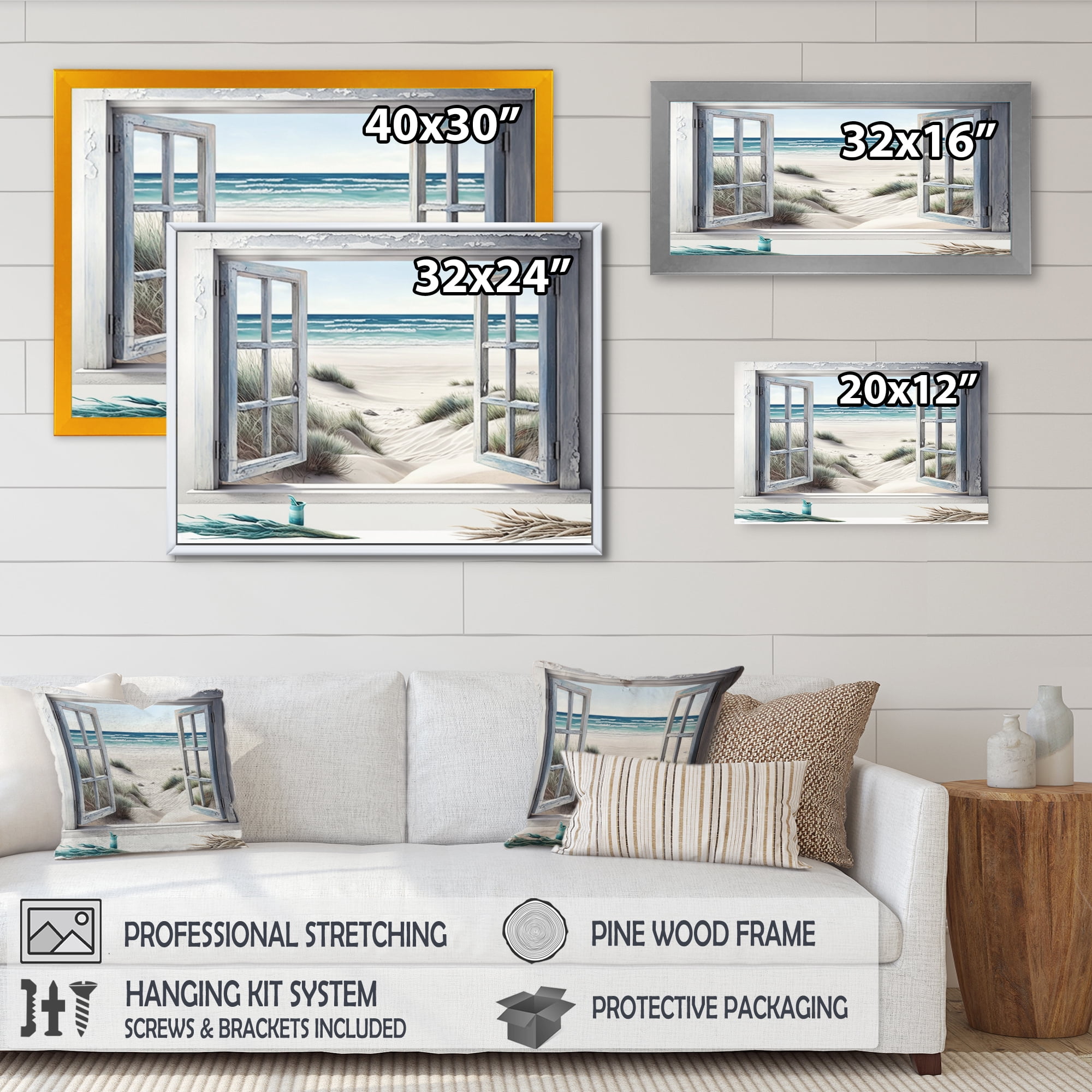 Designart Window To The Beach III Canvas Wall Art