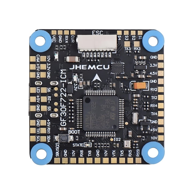 JHEMCU GF30F722-ICM F7 Flight Controller – STM32F722RET6, ICM-42688-P Gyro, 3–8S LiPo, Dual BEC 5V/10V, Betaflight OSD Blackbox for FPV Racing & Freestyle Drones