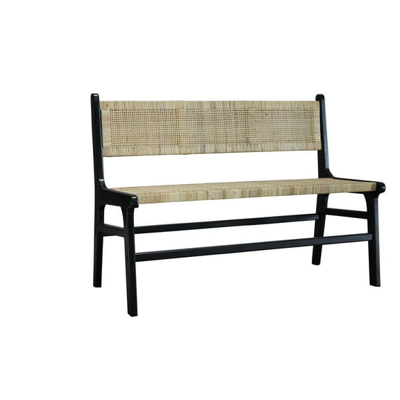 Leana Rattan Bench - Black