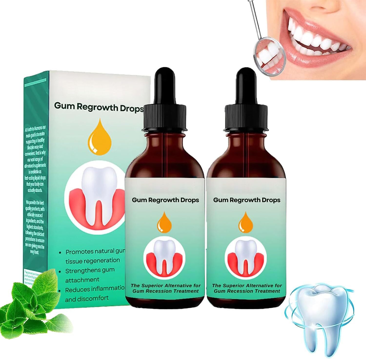 Gum Relief Drops, Gum Therapy Gel For Damaged Gum, Repair Gum Regrowth for Receding Gum, Natural