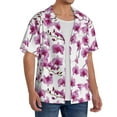 thumbnail image 4 of Vsdgher Orchids Flowers Print Men's Wrinkle Free Untucked Cuban Shirt Business Casual Button Down Shirts Short Sleeve Shirt, 4 of 7
