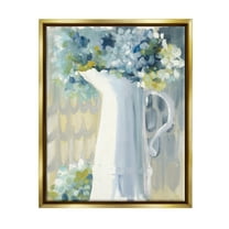 Stupell Industries Abstract Hydrangeas in Jug Botanical & Floral Painting Gold Floater Framed Canvas Art Print Wall Art, 25 x 31