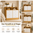 thumbnail image 3 of Cómoda de 6 Cajones con Estantes Abiertos, Mueble de Almacenamiento Multifuncional para Dormitorio, Sala, Pasillo o Entrada, Color Madera Natural y Blanco, 113 x 40 x 90 cm, 3 of 9