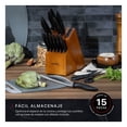 thumbnail image 2 of Juego de Cuchillos de Cocina COOKIFY 15 Piezas. Acero Inoxidable con Base Organizadora, Tijeras y Afilador .Color Madera/Negro, 2 of 6