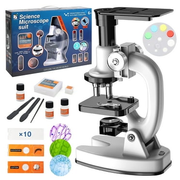 WeFone Microscope Set, Science Kits for Kids, 200X-1200X Compound Microscope Toy with Mobile Phone Holder