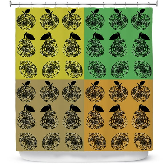 Shower Curtains 70" x 84" from DiaNoche Designs by Susie Kunzelman - Mod Fruit Squares Fall Golds 2