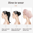 thumbnail image 4 of Bonnets de Douche, 3 PACK Bonnet de Bain pour Femmes Imperméable à l'Eau et Double Couche de Bonnet de Douche (Multicolore), 4 of 5