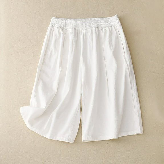 uublik Women Shorts Super Soft Loose Plus Size Shorts Casual White