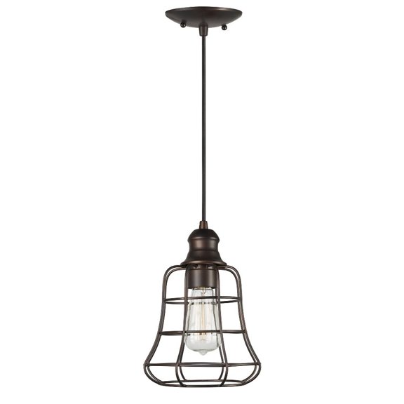 7108-01-32-Forte Lighting-Ooma - 1 Light Cord-Hung Caged Mini Pendant-10.75 Inches Tall and 8 Inches Wide     -Traditional Installation