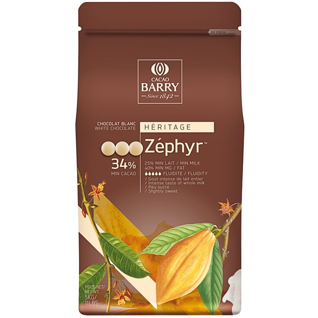 Cacao Barry Heritage Zephyr Pistoles au Chocolat Blanc 11 lb