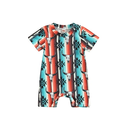 

Arvbitana Infant Baby Girls Boys Shorts Jumpsuits Cow Print Snap Closure Short Sleeve Romper Newborn Summer Rib Bodysuits 0-18M