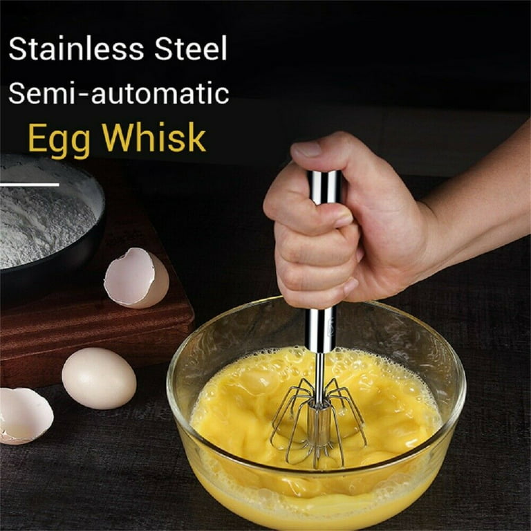 Semi-automatic Mixer Egg Beater Manual Self Rotating Stainless