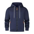 thumbnail image 3 of Aobny Men's Hoodie Athletic Zip-Up Navy Blue Heavyweight Hoodie Full Zip Hooded Mens Big and Tall Shirts,XXL, 3 of 4