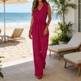 thumbnail image 2 of Stamzod Women's 2 Piece Summer Outfits 2026 Sleevelss V Neck Belted Tops Wide Leg Pant Sets Casual Vacation Travel Outfits Hot Pink C S, 2 of 9