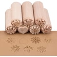 thumbnail image 2 of 7PCS Wood Pottery Tools Stamps Column Wooden Stamps Natural Wood Stamps with Mixed Patterns for Clay Christmas Birthday Gift 50 x 20mm(2”x0.7”), 2 of 6