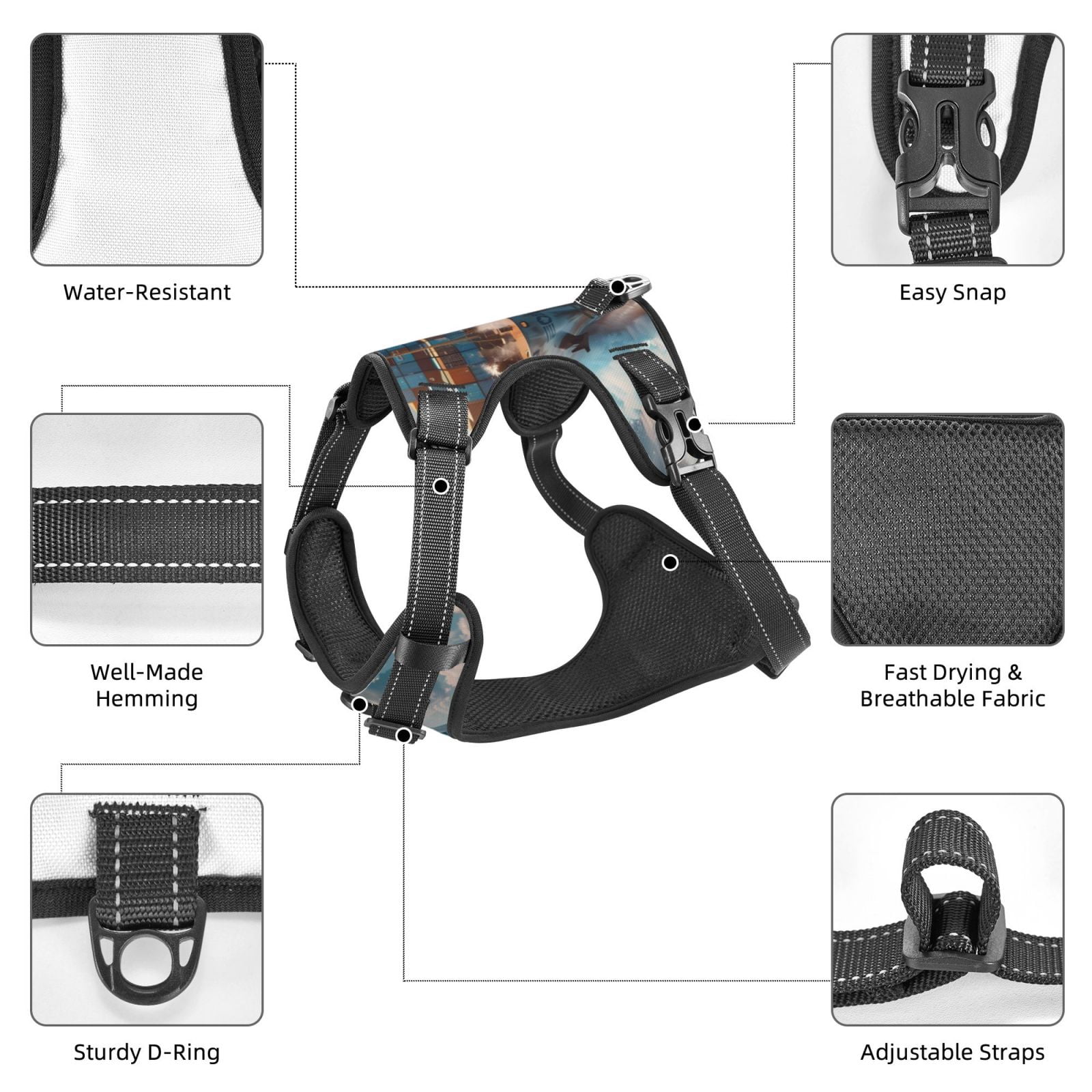 Vsdgher Cargo Ship At Sea Dog Harness, No-Pull Pet Harness, Dog Vest, Pet Vest for Small to Large Dogs-Large