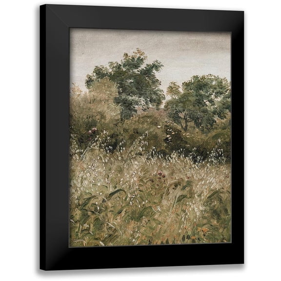Lettered And Lined 12x14 Black Modern Framed Museum Art Print Titled - Flowers in the Field I