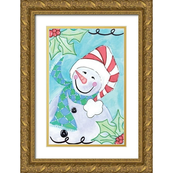 Seay, Anne 22x32 Gold Ornate Wood Framed with Double Matting Museum Art Print Titled - Happy Snowman II