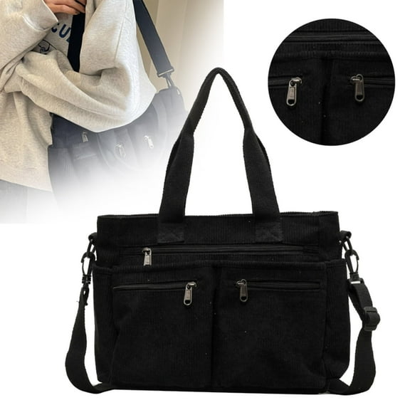 Giyblacko Solid Color Corduroy Tote Bag Large Capacity Crossbody Bag Vintage Casual Shoulder Bag Messenger Handbag For Woman