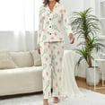 thumbnail image 2 of Top-kevin Womens Pajamas Set Christmas Bows And Stars Pattern Soft Long Sleeve Sleepwear Button Down Sets, 2 of 12