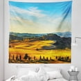 thumbnail image 1 of Landscape Tapestry, Scenery of Italian Rural with Trees Meadows and Sky Mediterranean Farm Landscape, Fabric Wall Hanging Decor for Bedroom Living Room Dorm, 5 Sizes, Blue Yellow, by Ambesonne, 1 of 1