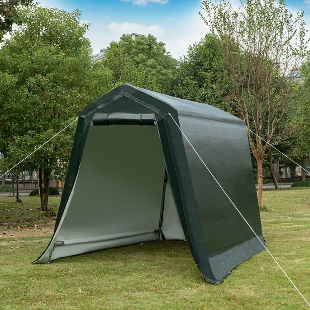 Spaco Outdoor Carport Shed with Sidewalls and Waterproof Ripstop Cover, 6 x 8 Feet Carport Shed, Green