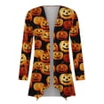 thumbnail image 5 of Cárdigan de calabaza de Halloween para mujer, manga larga, frente abierto, suéter liviano de otoño para fiestas navideñas, 5 of 5