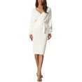 thumbnail image 2 of INSPIRE CHIC Women's Midi Dress Deep V Neck Batwing Long Sleeve Belted Wrap Sweater Dress L White, 2 of 6