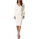 thumbnail image 2 of Vestido Midi para Mujer INSPIRE CHIC con Cuello en V Profundo, Manga Larga tipo Murciélago, Vestido de Suéter Envolvente con Cinturón, Color Blanco M, 2 of 6
