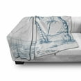 thumbnail image 3 of Beach Soft Flannel Fleece Throw Blanket, Modern Illustration of a Tropical Sand Palm Trees and Hammock Hawaiian Relax, Cozy Plush for Indoor and Outdoor Use, 60" x 80", Blue White, by Ambesonne, 3 of 6