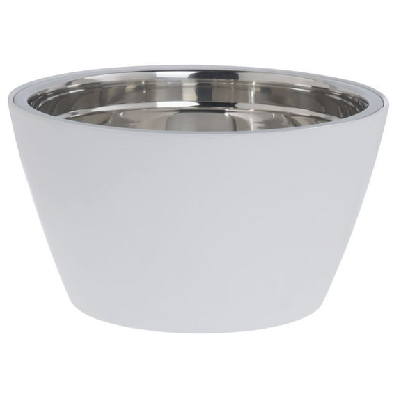HUBERT® Serving Bowl White With Stainless Steel Insert Melamine - 12" Dia x 6 1/2" D