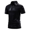 thumbnail image 1 of Mareep Hauts pour Hommes P-2TG Hommes Décontracté Patchwork Imprimé Bouton Col Rabattu Manches Courtes T-Shirt Chandail Blouse, 1 of 8