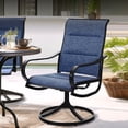 thumbnail image 4 of SUMMIT LIVING 7-Piece Patio Dining Set with High-Back Swivel Chairs & Round Table for 6-Person, Padded Textilene Seat, Black & Blue, 4 of 12