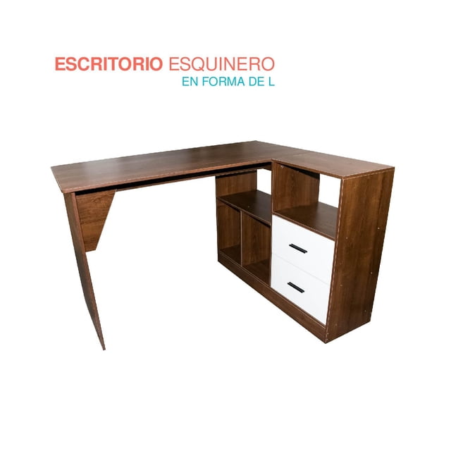 Mesa Escritorio para Computadora Esquinero Escuadra Cajones cafe 6.49 pulg Pido Todo EEQ01BE-C5