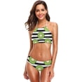 thumbnail image 2 of Dreamtimes Kiwi Fruit Black Stripe Swimsuits Padded Bikini Sets Sexy Swimwear for Women, XX-Large, 2 of 7