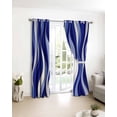 thumbnail image 3 of Blue Moire Blackout Curtains for Bedroom/Living Room, Thermal Insulated Kitchen Curtains, Classic Modern Abstract Art Elegant Grommet Darkening Window Treatment Drapes 27.5"x39"x2, 3 of 8
