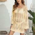 thumbnail image 4 of Plebaso Robe de Plage à Manches Longues pour Femmes, Cache-Maillot Ajouré, Maillot de Bain, Tenues de Vacances pour Femmes, 4 of 7