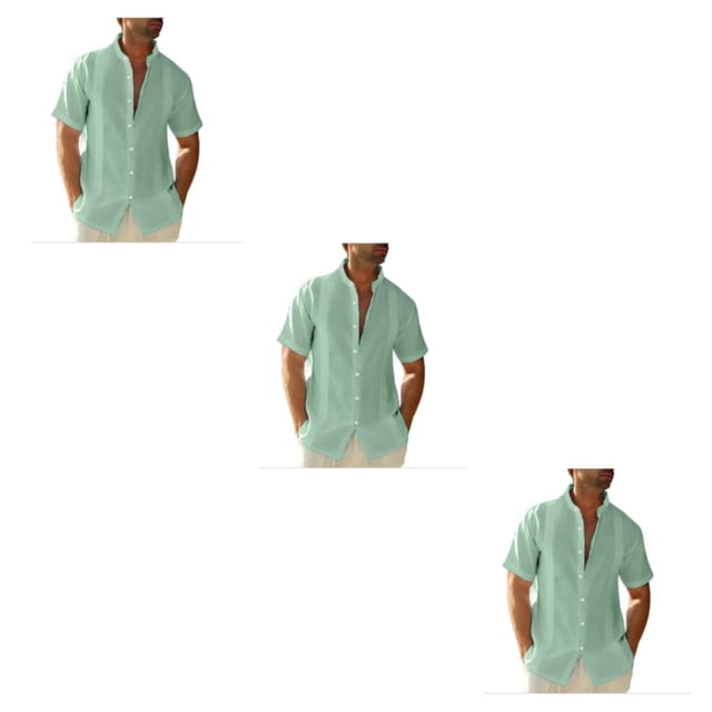 Sonducket Viajar Senderismo Camisa con botones para hombres Niños Verano Fiesta en la piscina Diseño simple Tops Ropa diaria Ropa Verde XXL Type1 NO1