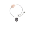 thumbnail image 2 of Delight Jewelry Silvertone Diagonal Banded Barrel with Pink Crystals Spinner - Rose Goldtone Leaf Delicate Bracelet, 6.25+1.75", 2 of 4