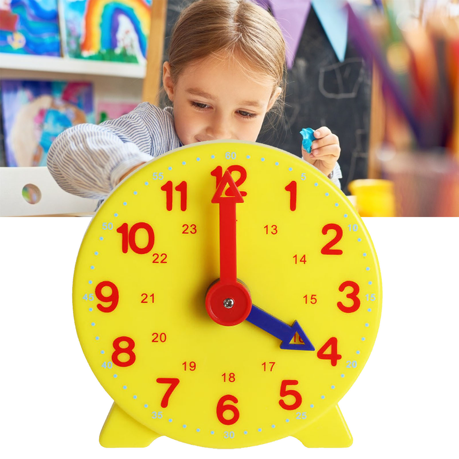 VEAREAR 10cm Plastic Clock Model Early Education Learning Kids Children Toy - image 3 of 6