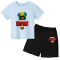 thumbnail image 4 of Conjunto de 2 camisetas y pantalones de manga corta con cuello redondo y estrellas para niños de 3 a 13 años, ropa para niños y niñas, 4 of 5