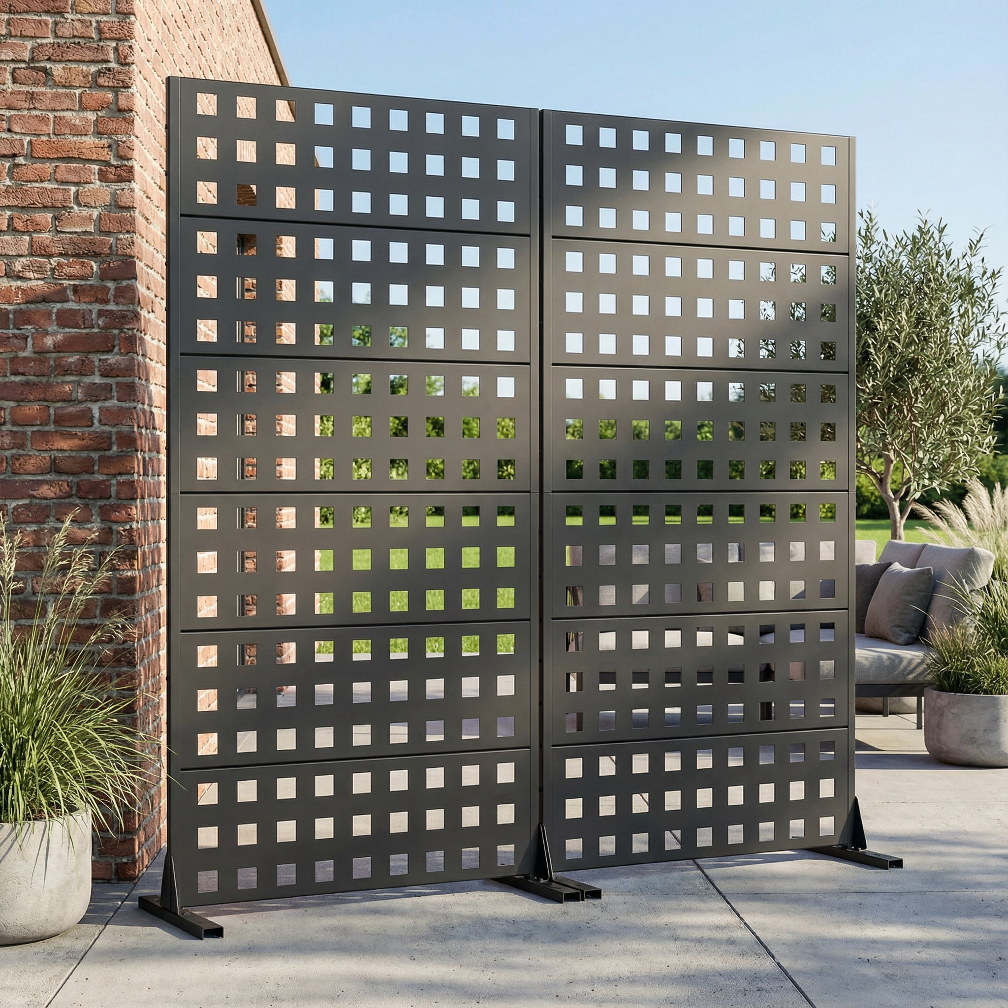 Privacy Metal Screen Fence Panel Horizontal Stripe Pattern